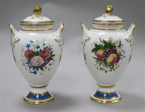 A pair of Minton vases and covers height 18cm